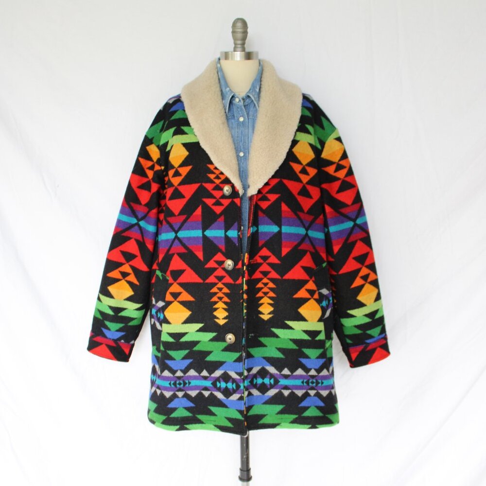 Pendleton shearling Car Coat ranch jacket Wool ma… - image 4